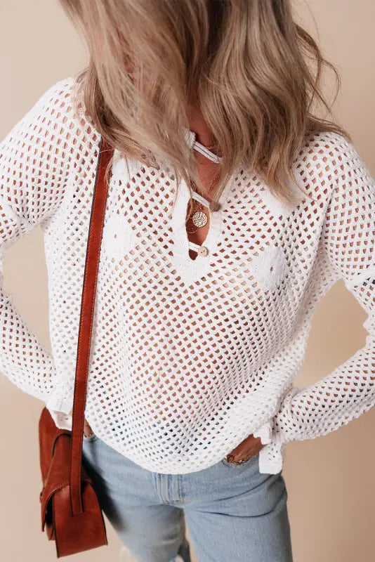 White open knit sweater | fashionfitz