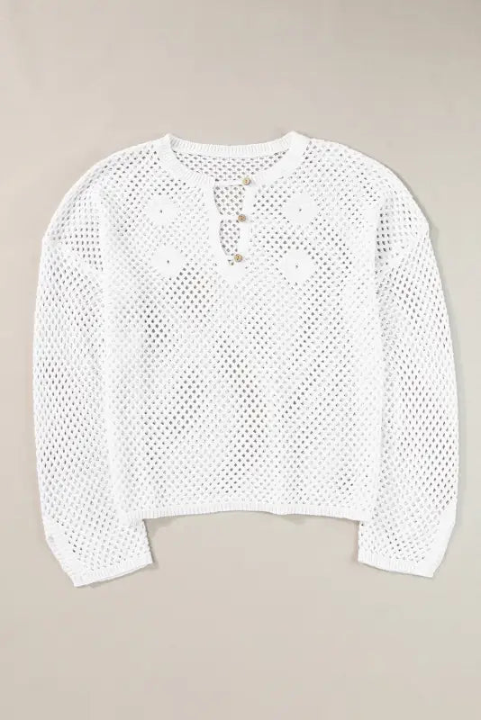 White open knit sweater | fashionfitz