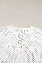 White Open Knit Sweater - Fashionfitz