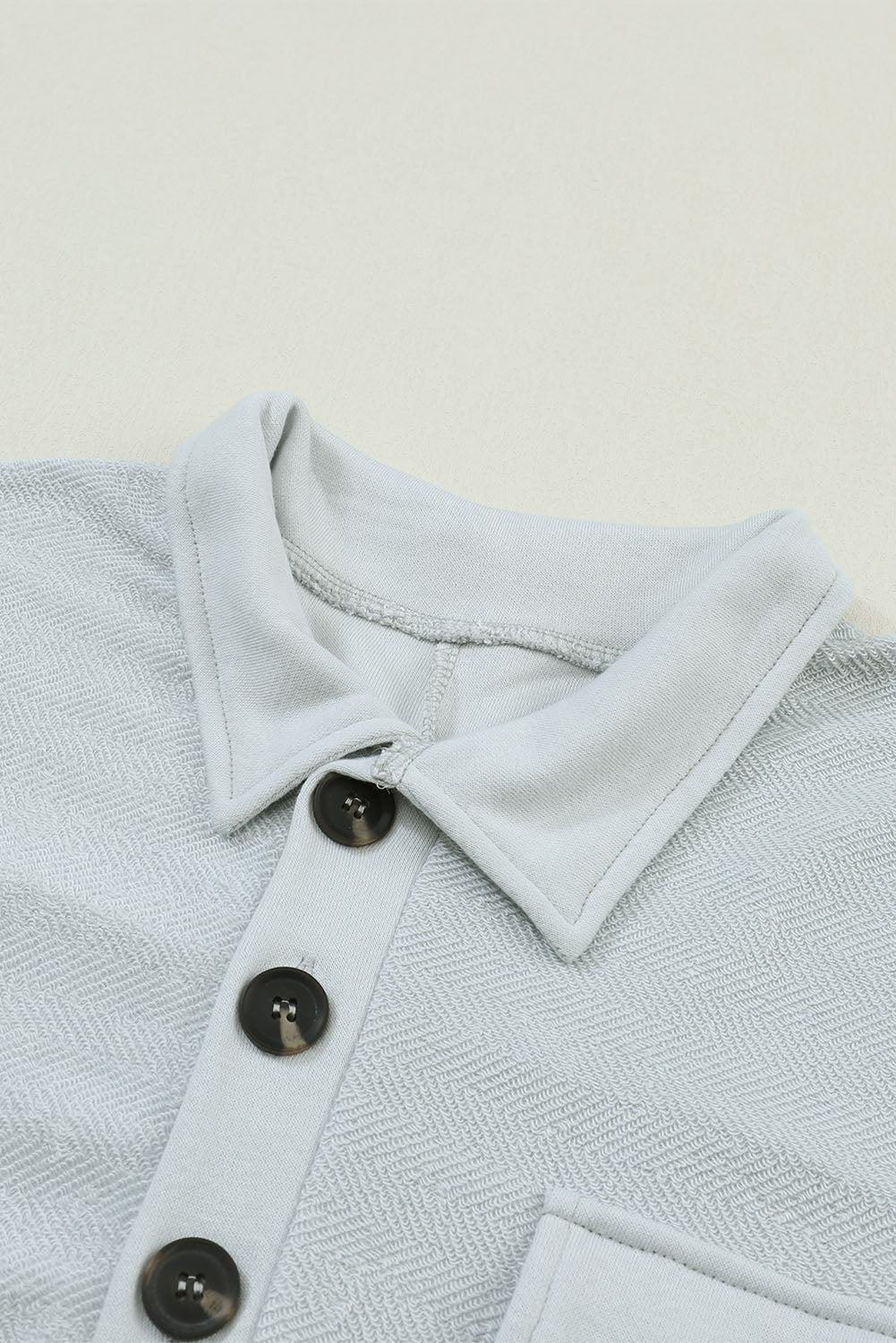 White oversized flap pockets button collared sweatshirt - sweatshirts & hoodies
