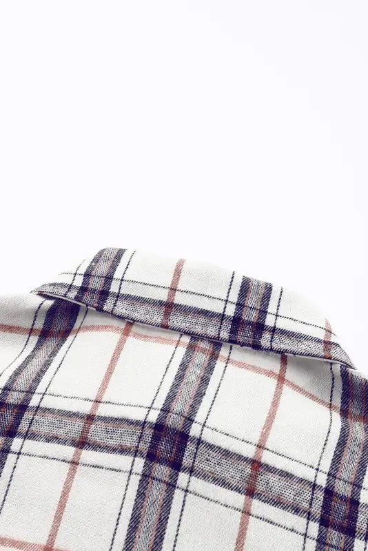 White oversized plaid pattern shacket with slits - shackets