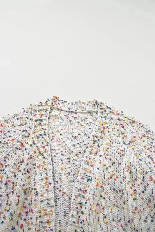 New In White Pilling Detail Patterned Sleeve Sweater with colorful textured yarn and ribbed neckline, ideal for cozy winter layering.