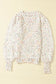 White pilling detail patterned sleeve sweater - tops