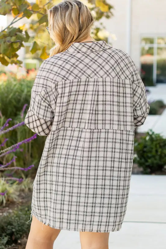 White plaid chic tunic dress