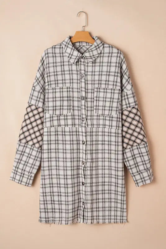 White plaid chic tunic dress