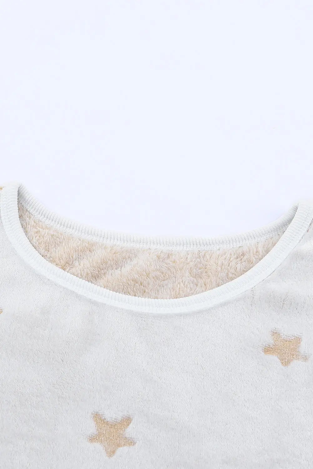 White plus size plush star pattern top and shorts set