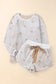 White plus size plush star pattern top and shorts set