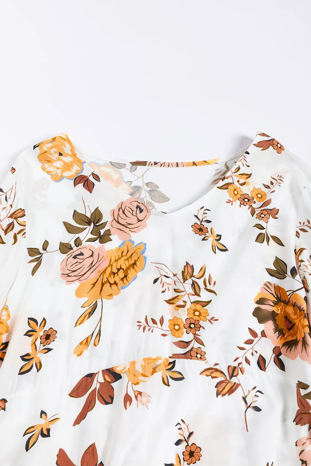 White printed floral print layered sleeve mini dress - dresses