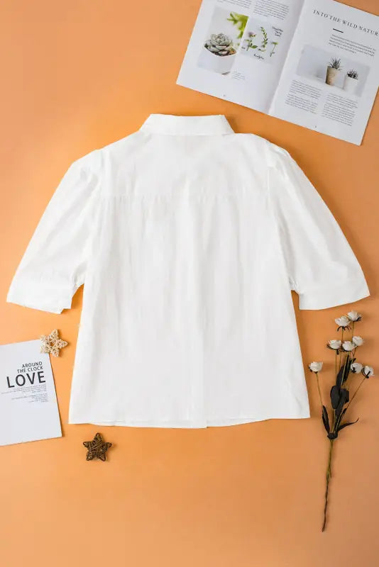 White puff short sleeve shirt - shirts