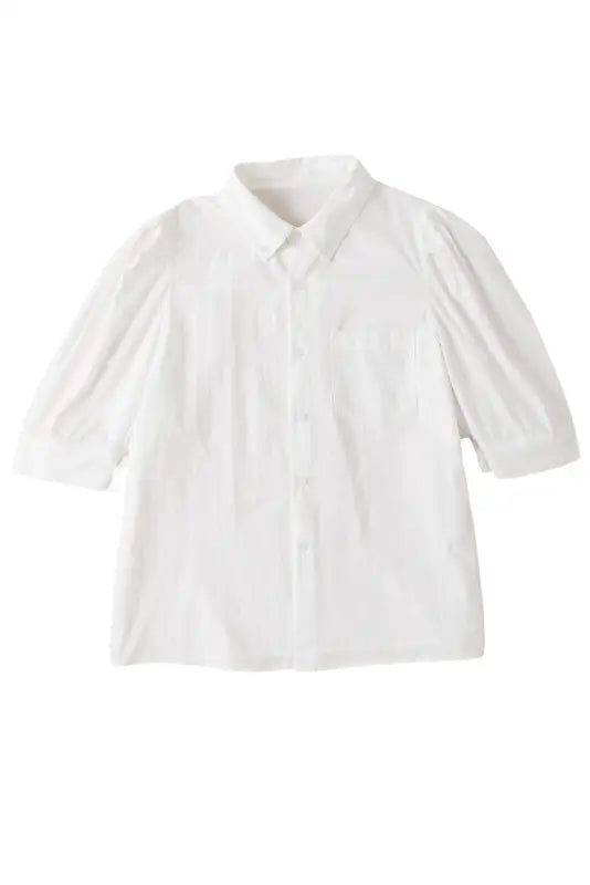 White puff short sleeve shirt - shirts