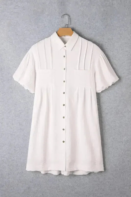 White Puff Sleeve Mini Dress - Fashionfitz