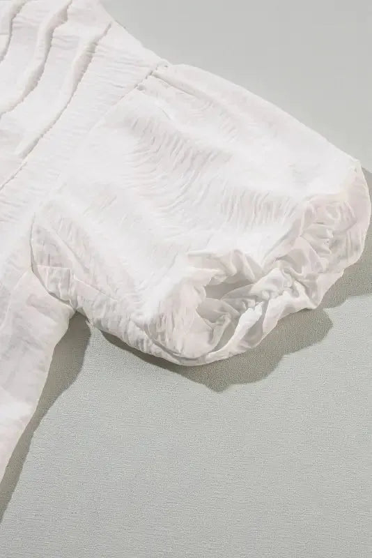 White Puff Sleeve Mini Dress - Fashionfitz