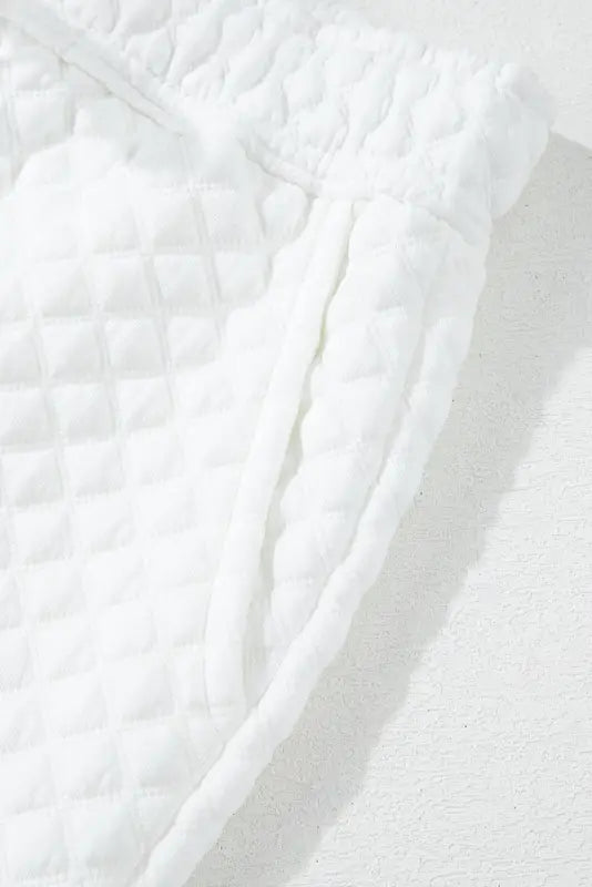 White quilted hoodie and sweatpants two piece set