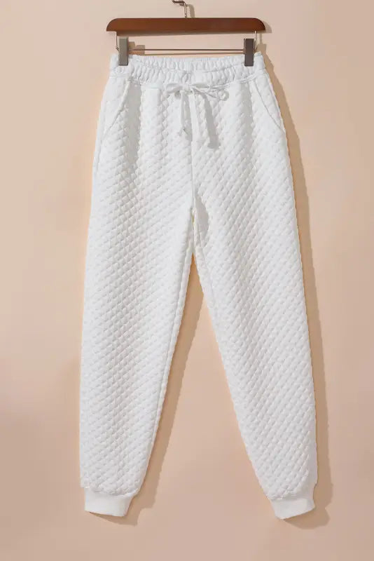 White quilted hoodie and sweatpants two piece set