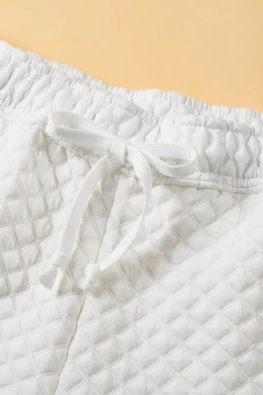 White quilted hoodie and sweatpants two piece set