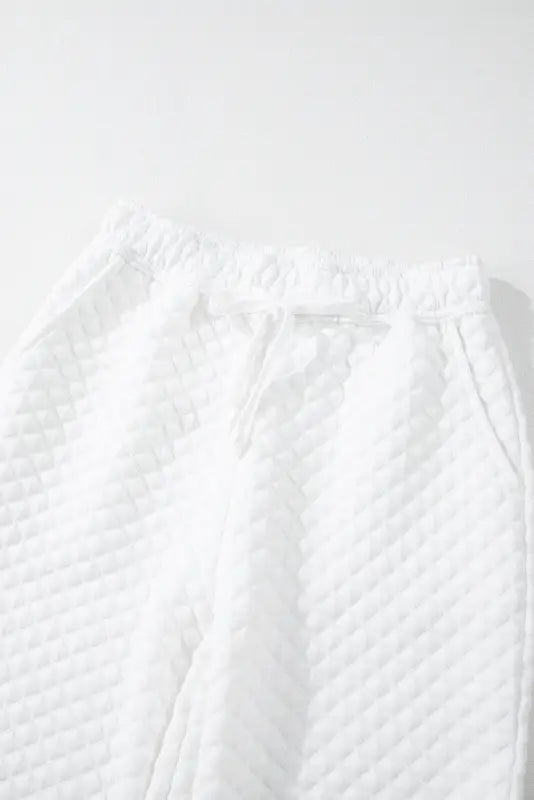 White quilted hoodie and sweatpants two piece set