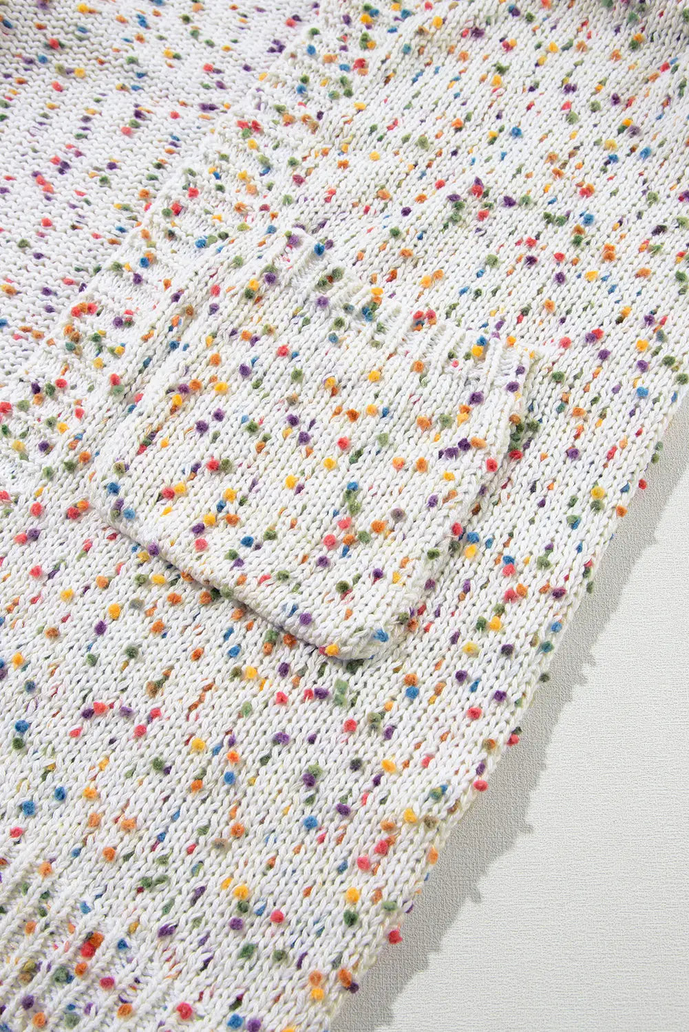 White rainbow popcorn speckles open front cardigan - tops