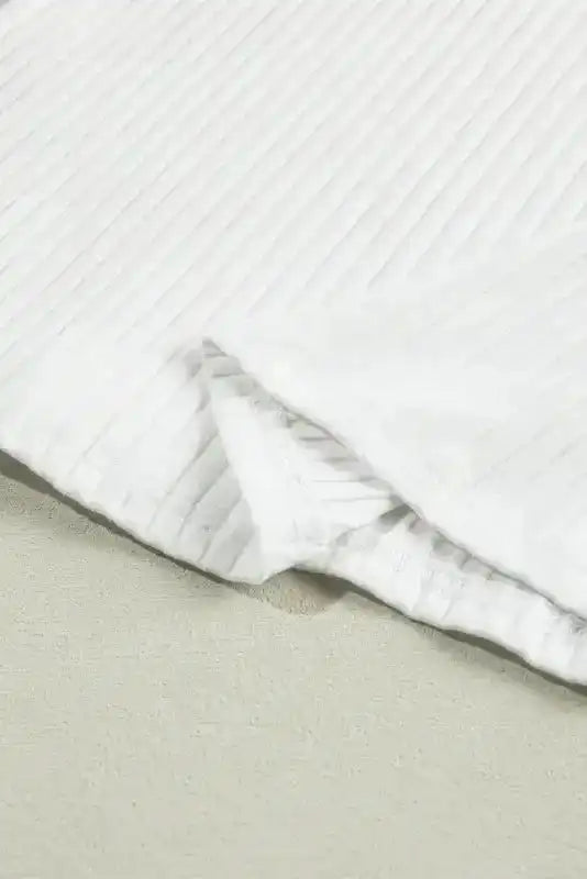 White Ribbed Color Block Patchwork T-shirt - Fashionfitz