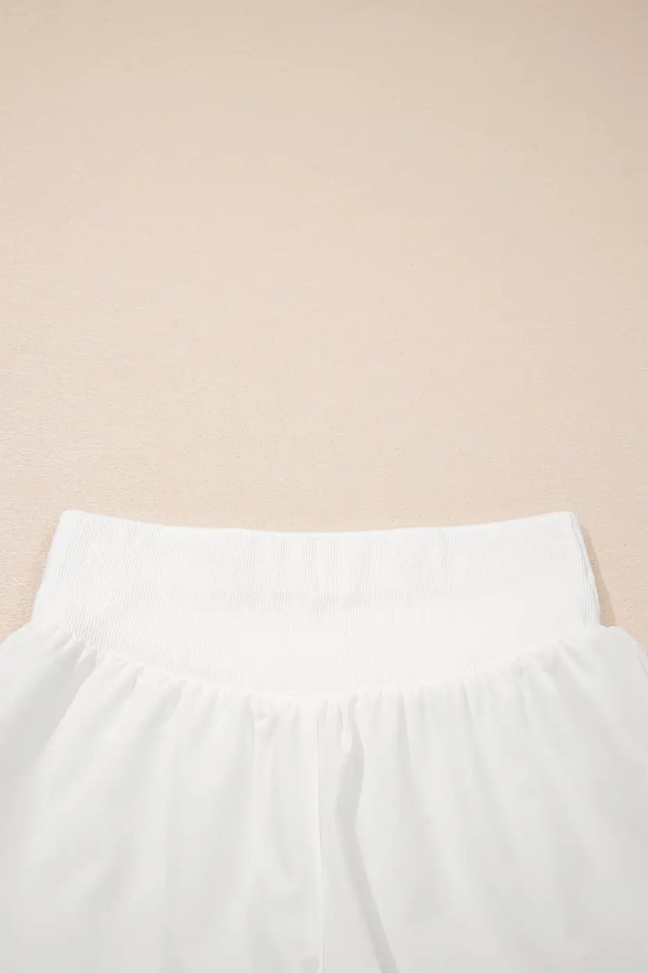 White ribbed high waist athletic shorts women | workout activewear