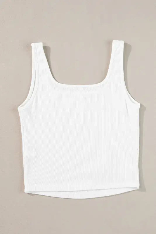 White ribbed slim fit tank crop top - tops/crop tops