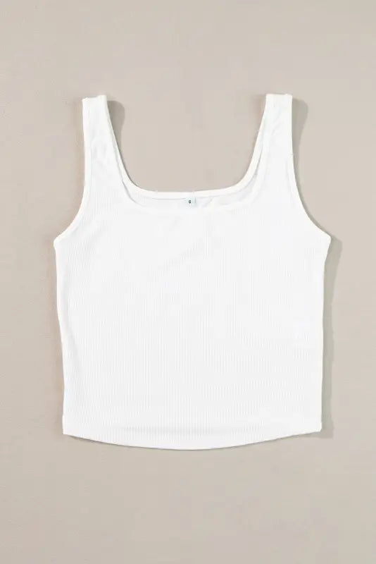 White ribbed slim fit tank crop top - tops/crop tops