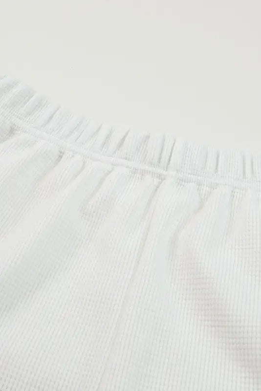 White ribbed zipper sweatshirt and high waist shorts set - loungewear