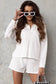 White ribbed zipper sweatshirt and high waist shorts set - loungewear