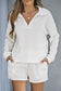 White ribbed zipper sweatshirt and high waist shorts set - loungewear