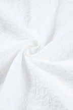 White Ruffle Accent Flutter Sleeve Notch Neck Top - Fashionfitz