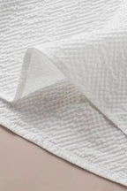 White Ruffle Accent Flutter Sleeve Notch Neck Top - Fashionfitz