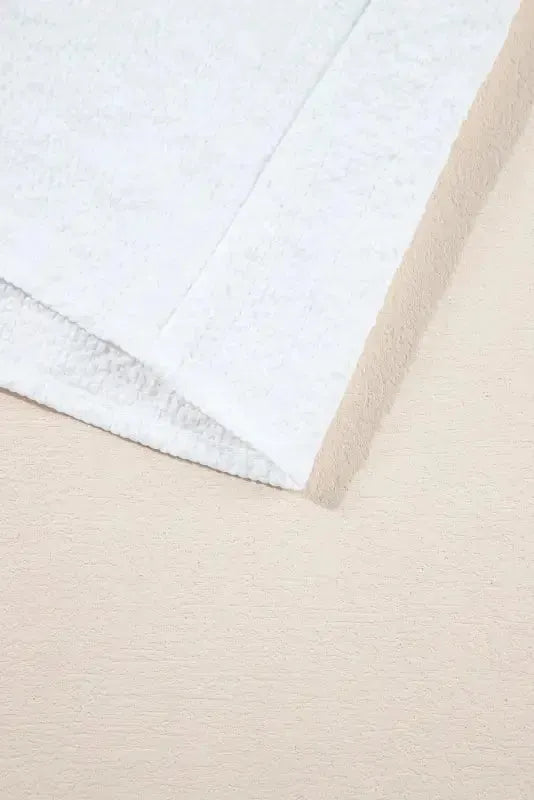 White Ruffle Accent Flutter Sleeve Notch Neck Top - Fashionfitz