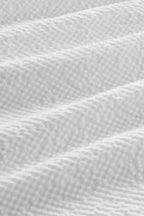 White Ruffle Accent Flutter Sleeve Notch Neck Top - Fashionfitz