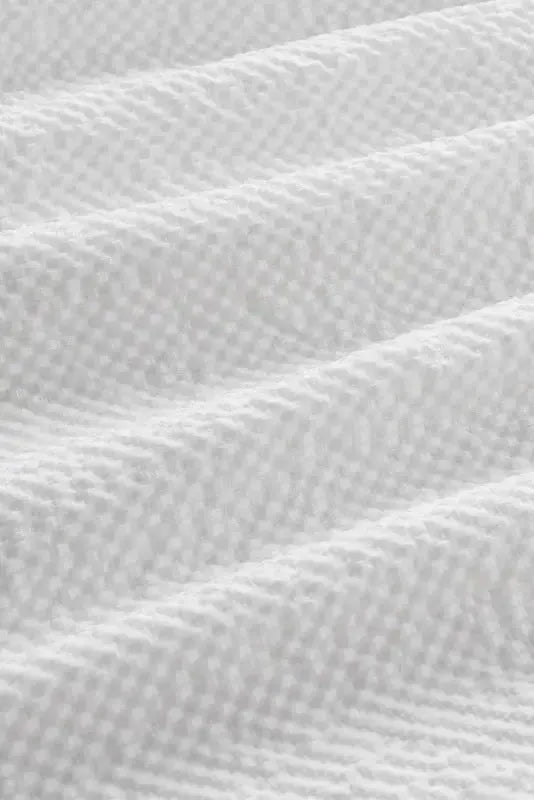 White Ruffle Accent Flutter Sleeve Notch Neck Top - Fashionfitz