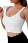 White seamless u neck sleeveless cropped yoga top - sports cami