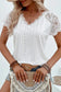 White Sheer Lace Short Sleeves Eyelet Embroidered Tee - Fashionfitz