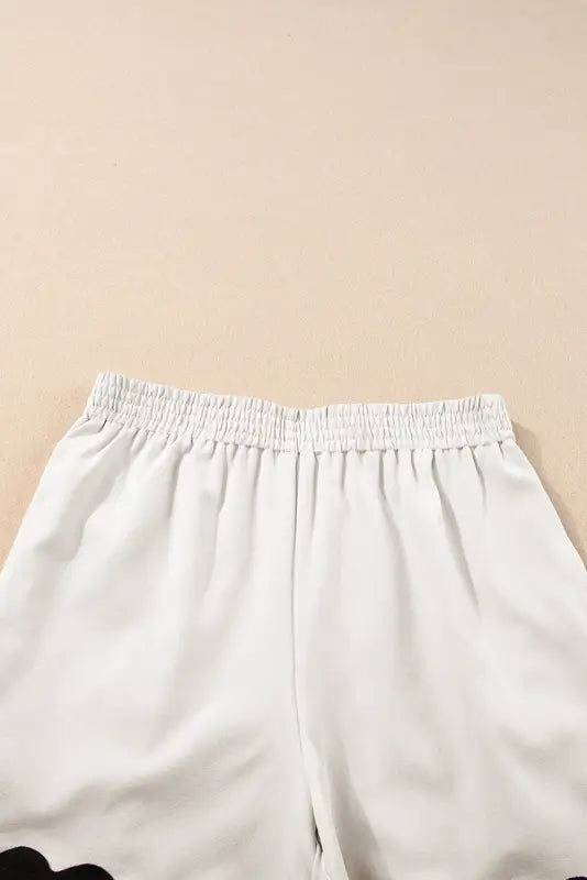 White shorts set - ricrac trim tank top elastic waist - two piece short sets