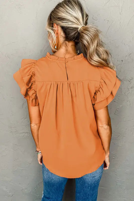 White smocked ruffle sleeve blouse - tops/blouses & shirts