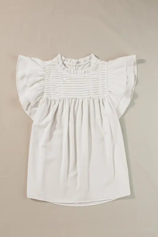 White smocked ruffle sleeve blouse - tops/blouses & shirts