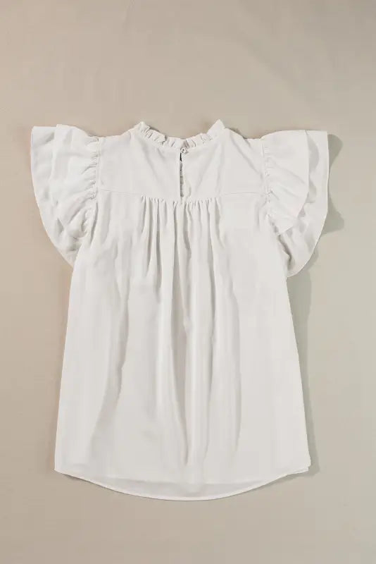 White smocked ruffle sleeve blouse - tops/blouses & shirts