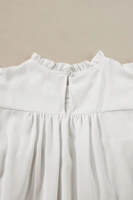 White smocked ruffle sleeve blouse - tops/blouses & shirts