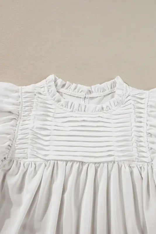 White smocked ruffle sleeve blouse - tops/blouses & shirts