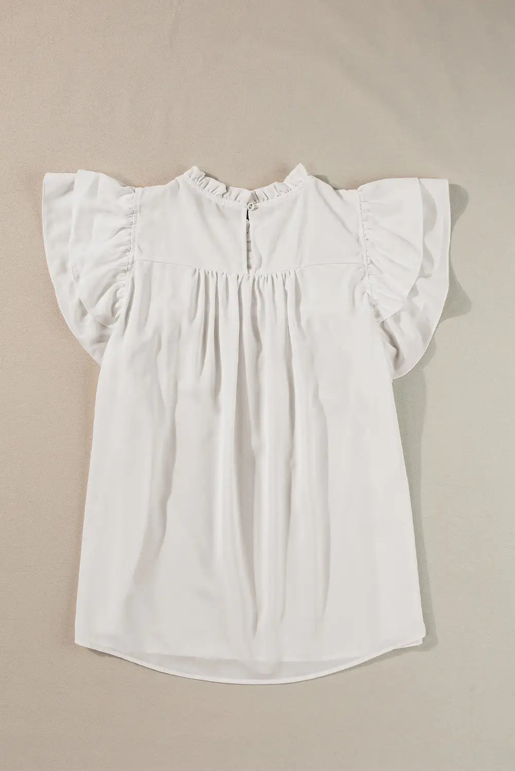 White smocked ruffle sleeve blouse - tops/blouses & shirts