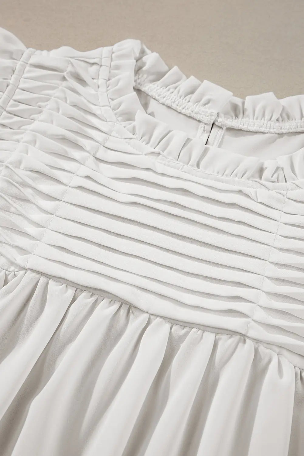 White smocked ruffle sleeve blouse - tops/blouses & shirts