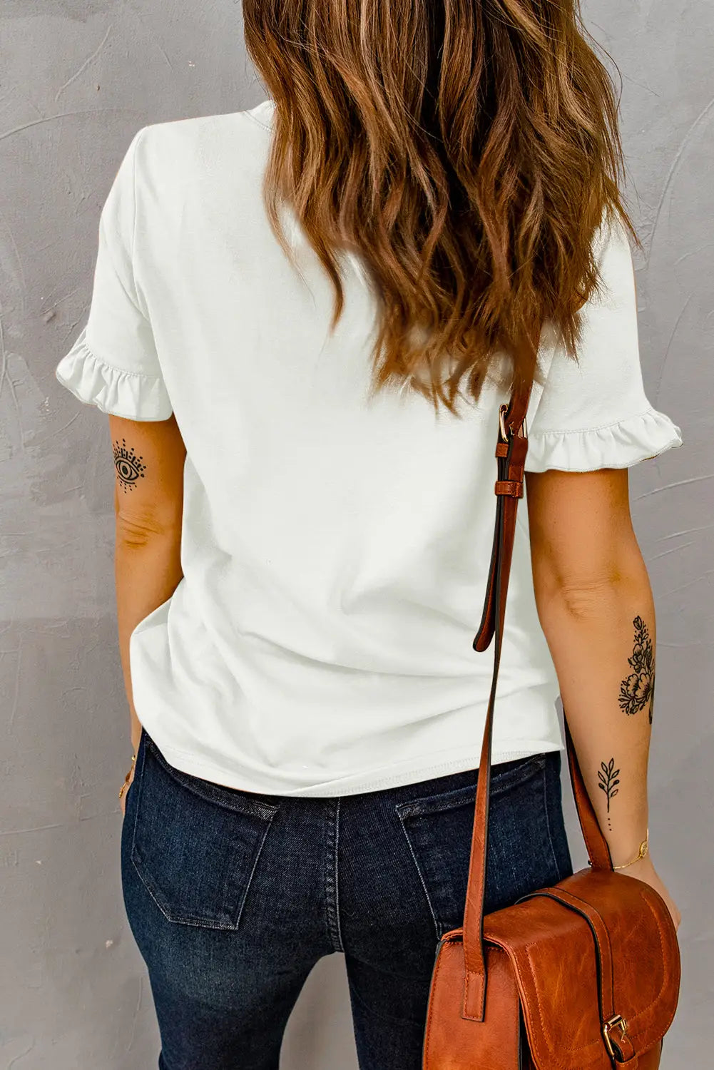 White solid ruffled short sleeve t-shirt - 2xl / 95% polyester 5% elastane - t-shirts
