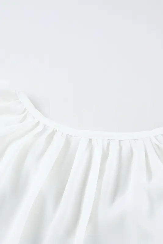 White split neck pleated loose top - tops