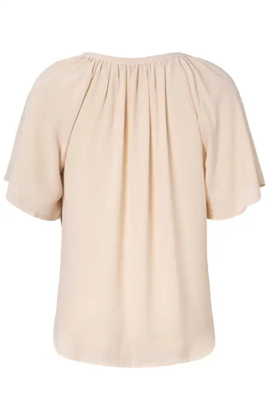 White split neck pleated loose top - tops