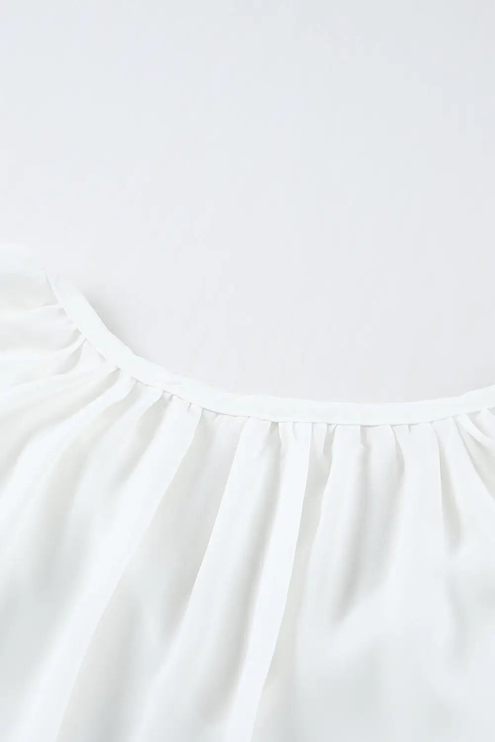 White split neck pleated loose top - tops