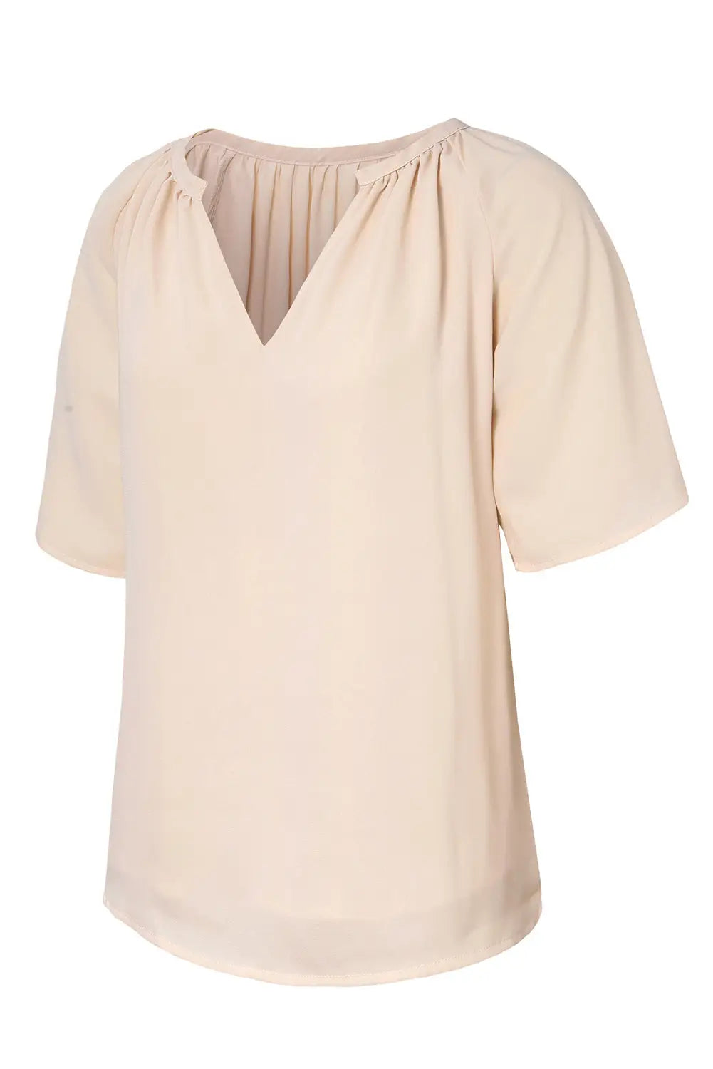 White split neck pleated loose top - tops