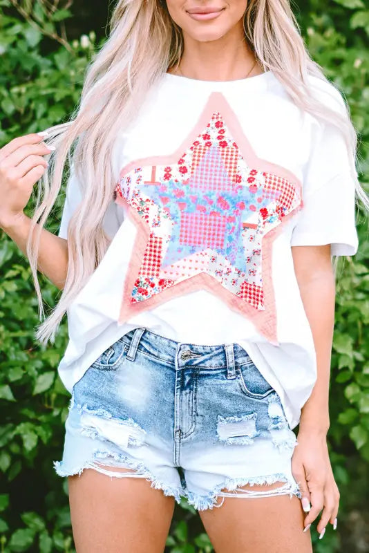 White star loose t-shirt - tops/tops & tees