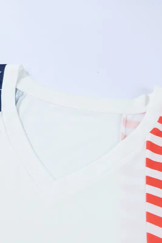 White the us stars and stripes v neck tee - t-shirts